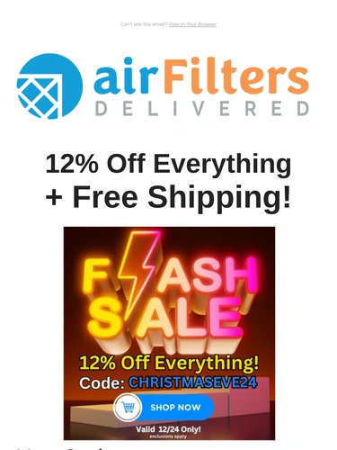 Air Filters Delivered Sale Announcement