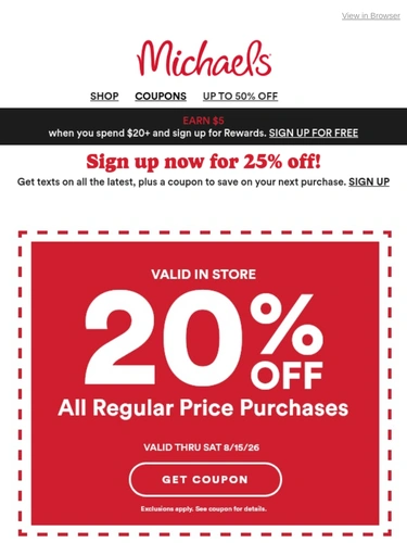 Michaels Sale Announcement