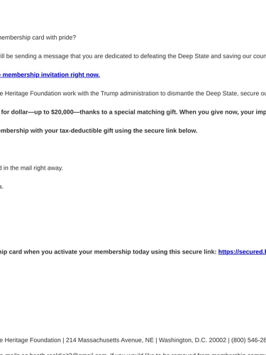 Heritage Foundation Loyalty Program