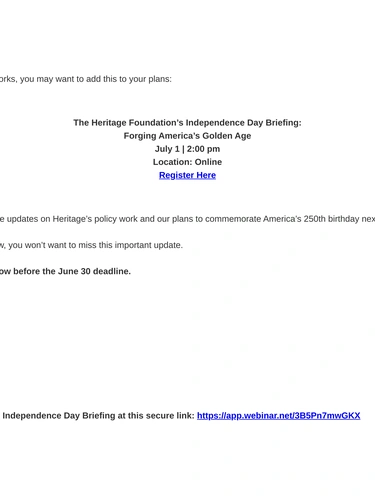 Heritage Foundation Event Invitation