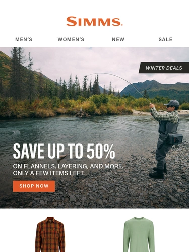 Simms Fishing Sale Announcement