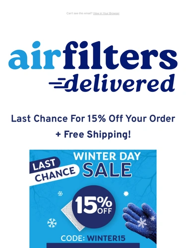 Air Filters Delivered Sale Announcement