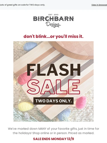 BirchBarn Designs Sale Announcement