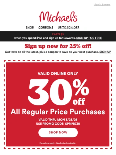 Michaels Sale Announcement