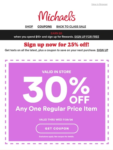 Michaels Sale Announcement