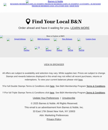 Barnes & Noble Newsletter