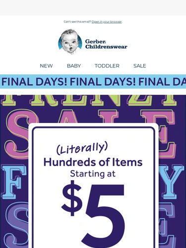 Gerber Childrenswear Sale Announcement