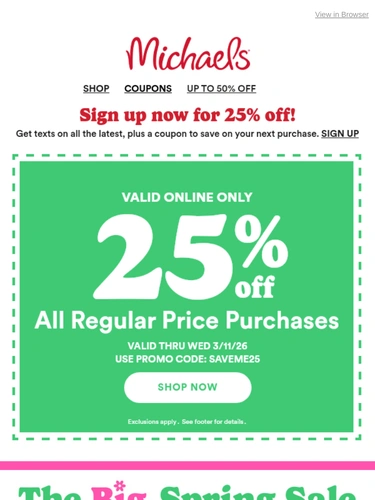 Michaels Sale Announcement