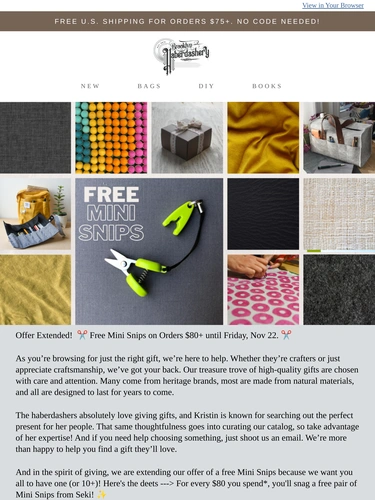 Brooklyn Haberdashery Sale Announcement