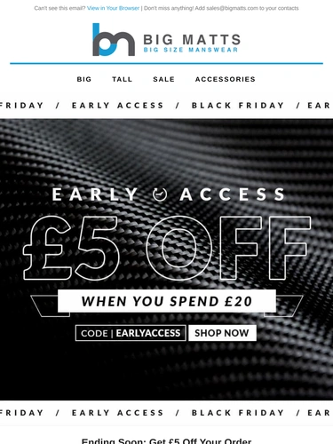 Big Matt's Menswear Sale Announcement