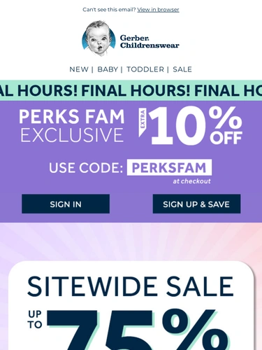 Gerber Childrenswear Sale Announcement