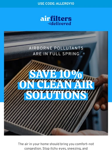 Air Filters Delivered Sale Announcement