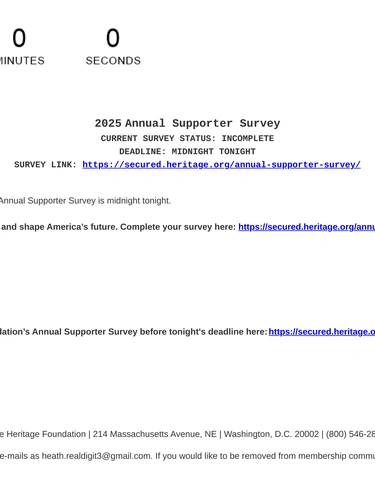 Heritage Foundation Customer Feedback