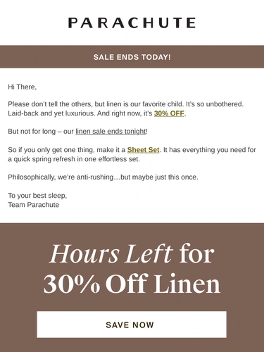 Parachute Home Sale Announcement