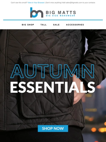 Big Matt's Menswear Sale Announcement