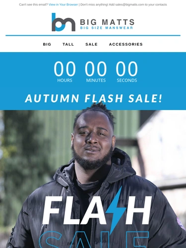 Big Matt's Menswear Sale Announcement