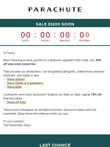 Parachute Home Sale Announcement
