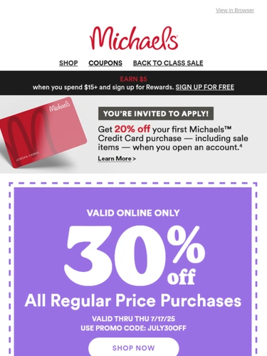 Michaels Sale Announcement