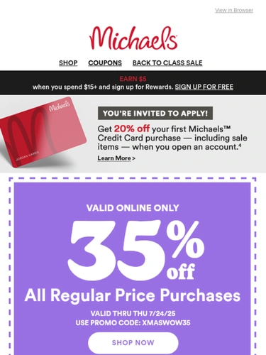 Michaels Sale Announcement