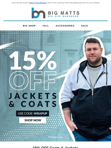Big Matt's Menswear Sale Announcement