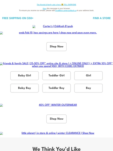 Carter's OshKosh Sale Announcement
