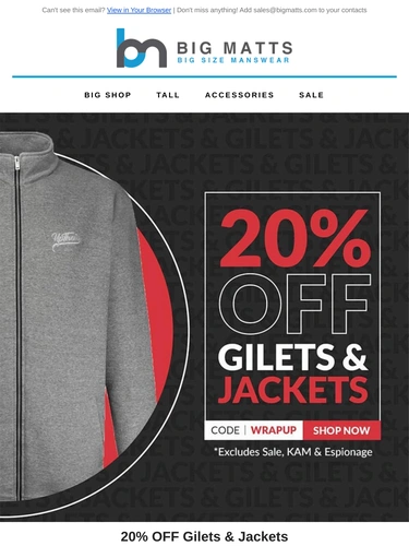 Big Matt's Menswear Sale Announcement