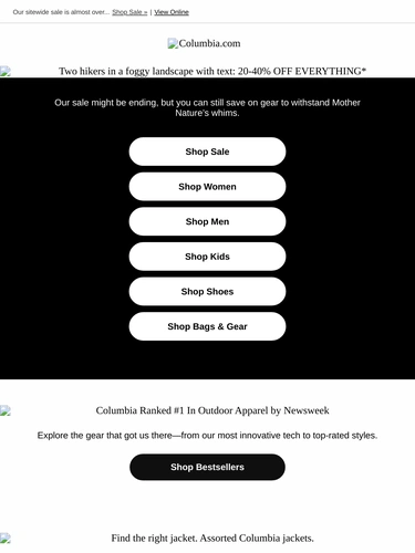 Columbia Sportswear Sale Announcement