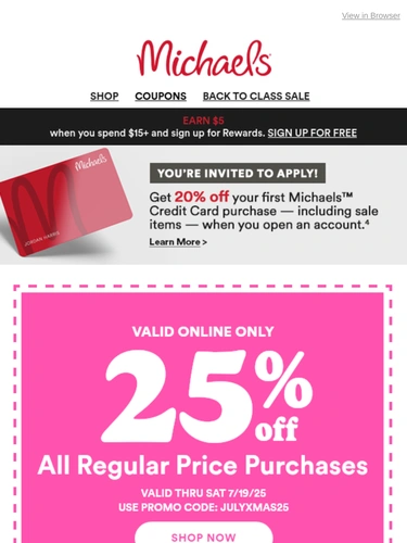 Michaels Sale Announcement
