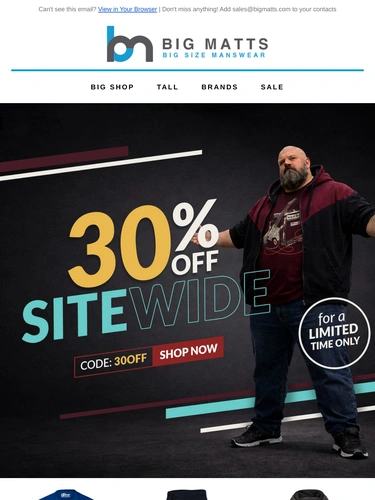 Big Matt's Menswear Sale Announcement