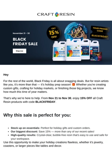 Craft Resin Sale Announcement