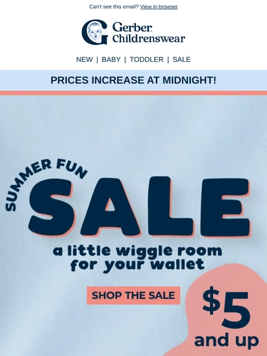 Gerber Childrenswear Sale Announcement