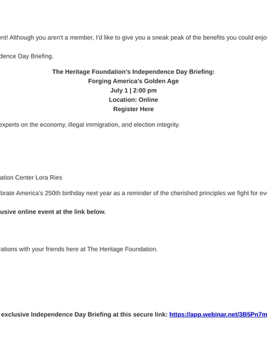 Heritage Foundation Event Invitation