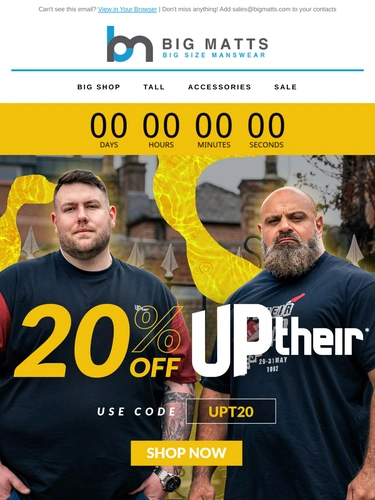 Big Matt's Menswear Sale Announcement