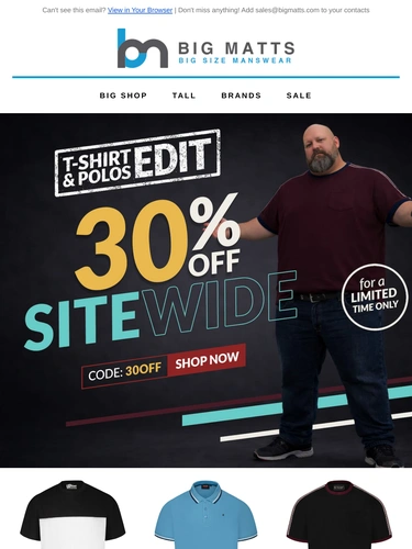 Big Matt's Menswear Sale Announcement