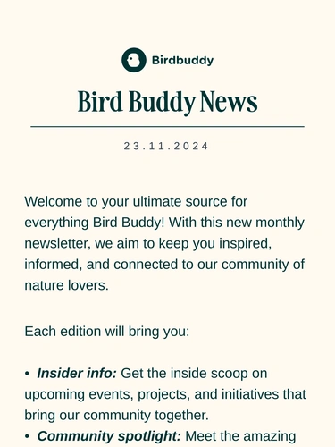 My Bird Buddy Newsletter