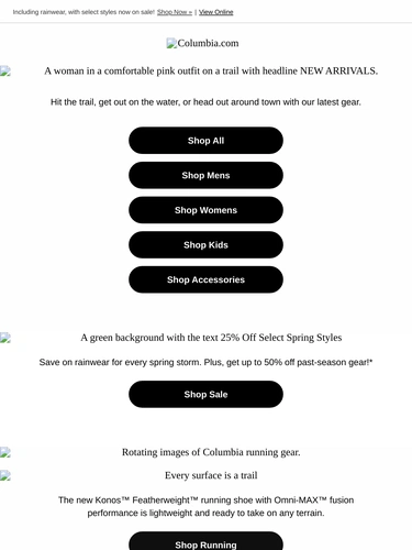 Columbia Sportswear Sale Announcement
