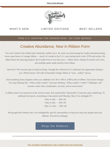 Brooklyn Haberdashery Sale Announcement