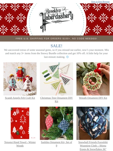 Brooklyn Haberdashery Sale Announcement