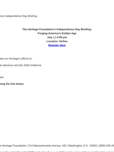 Heritage Foundation Event Invitation