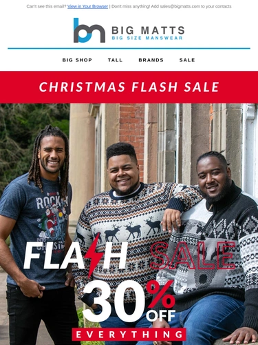Big Matt's Menswear Sale Announcement