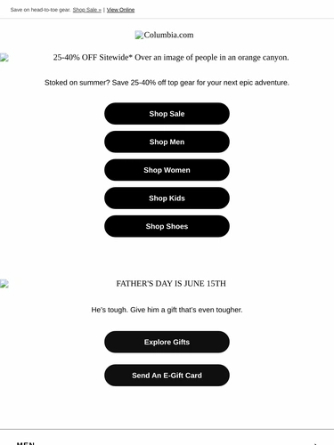 Columbia Sportswear Sale Announcement