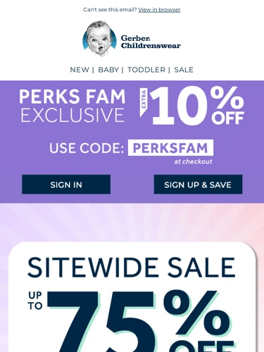 Gerber Childrenswear Sale Announcement