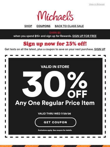 Michaels Sale Announcement