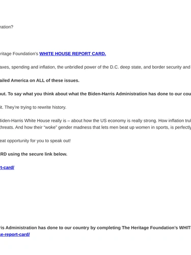 Heritage Foundation Customer Feedback