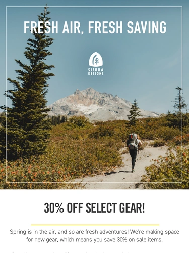 Sierra Designs Sale Announcement