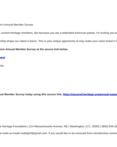 Heritage Foundation Customer Feedback