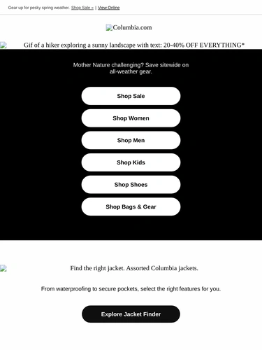 Columbia Sportswear Sale Announcement
