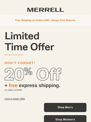 Merrell Sale Announcement