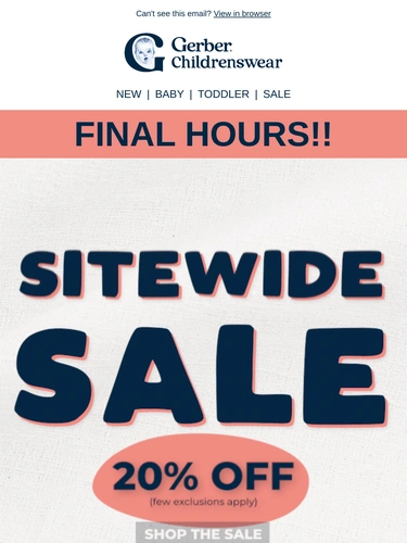 Gerber Childrenswear Sale Announcement