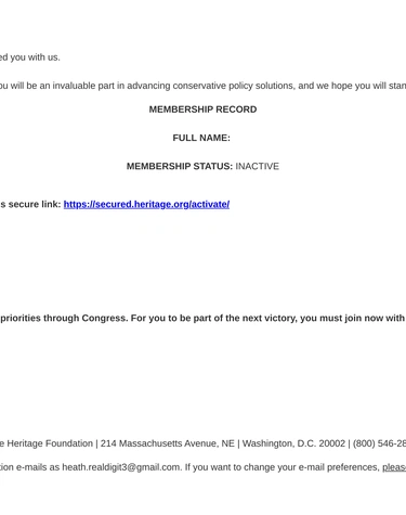 Heritage Foundation Loyalty Program
